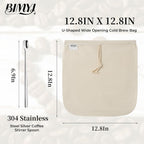 Reusable Cold Brew Bags & Cold Brew Coffee Bags Reusable - for Toddy Systems | 12.8 Inch Large 100% Natural Organic Cotton Cold Brew Filter Bags 2-Pack + 2 Bonus 304 Silver Spoons