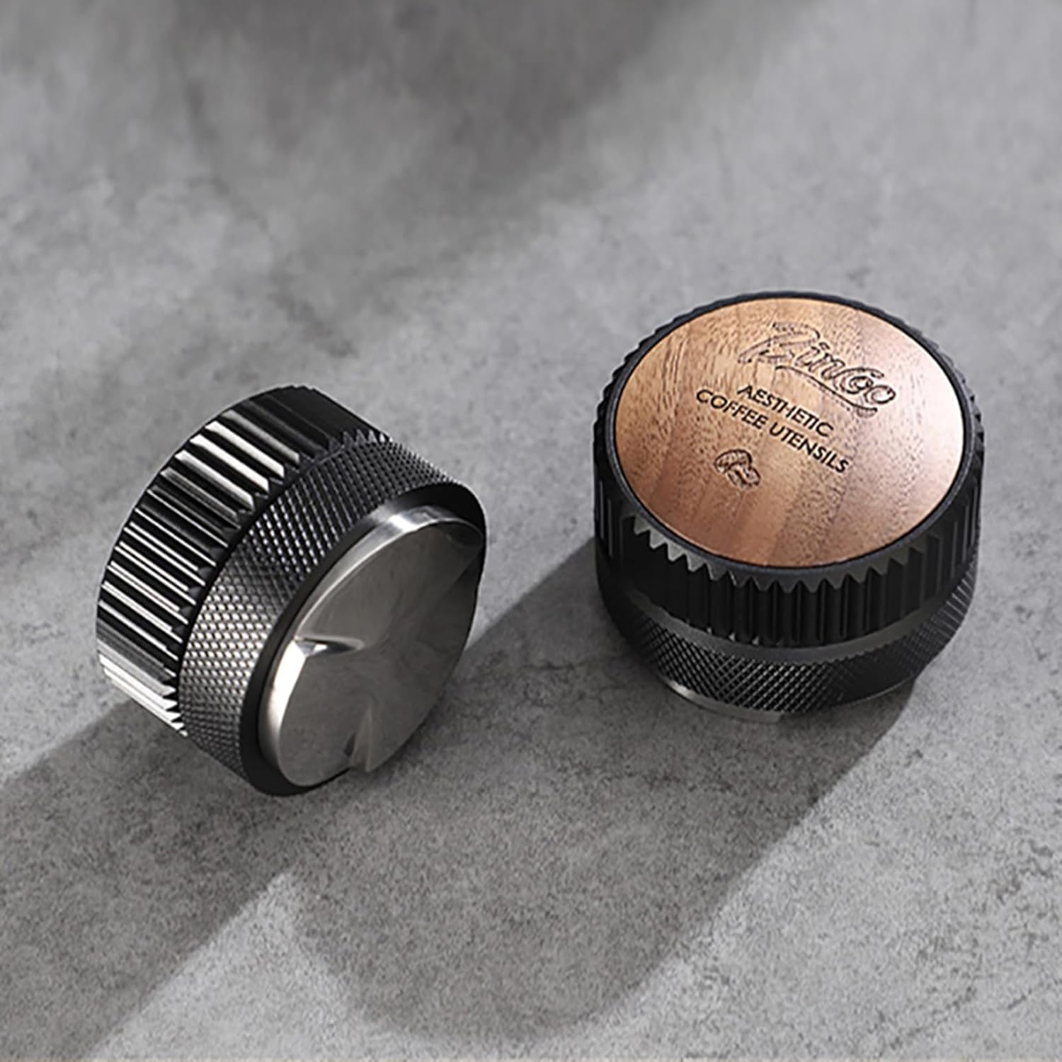 Bincoo 51mm Espresso Distributor Hand Tamper - Adjustable Coffee Leveler Tool for 51mm Portafilter, Walnut Wood Lid, 3-Slope Base Adjustable Depth Espresso Distributor for Barista