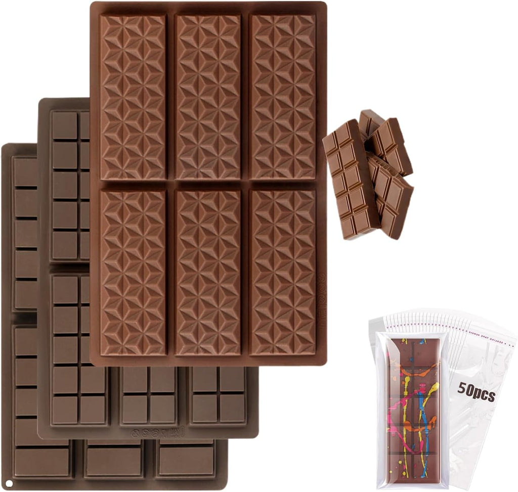 Set of Chocolate Bar Mold, Chocolate Molds Silicone, Food Grade Dubai Chocolate Bar Mold, Candy Molds for Praline Candy (A)