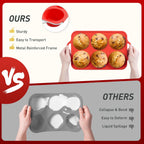 2 Packs 6 Cups Silicone Muffin Pan with Metal Reinforced Frame Jumbo Size Cupcake Pan Tray Egg Bites Cookie Molds Muffin Tin Tart Pans Moldes De Silicona Para Gelatina Hornear Flan Chocoflan
