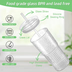 Glass Cups with Lids and Glass Straws, High Borosilicate 20OZ Tumblers (4Pcs) for Coffee, Tea, Juice, Smoothies, Hot/Cold Drinks at Home, Office