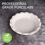Bosmarlin Ceramic Pie Pan, 9 Inches Pie Dish, 50 Oz, Pie Plate for Baking, Microwave, Oven Safe and Dishwasher safe (White, 9 inches)