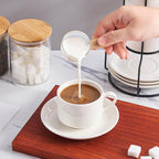 YOLIFE 8oz Porcelain Stackable Cappuccino Cups with Saucers and Metal Stand Set of 4, Coffee cups for Espresso, Specialty Coffee Drinks, Latte, Americano and Tea - White