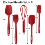 Rorence Stainless Steel Mixing Bowls: Metal Mixing Bowl Set with Lids and Handles Non-slip Silicone Bottom Nesting Bowls for Kitchen Set of 3 - Red