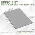 Large Stone Drying Mat for Kitchen Counter, 24" × 16" Diatomite Dish Drying Mat, Quick Dry Stone Mats, Ultra Absorbent Natural Diatomaceous Earth Mats for Dished, Bottles, Dark Grey