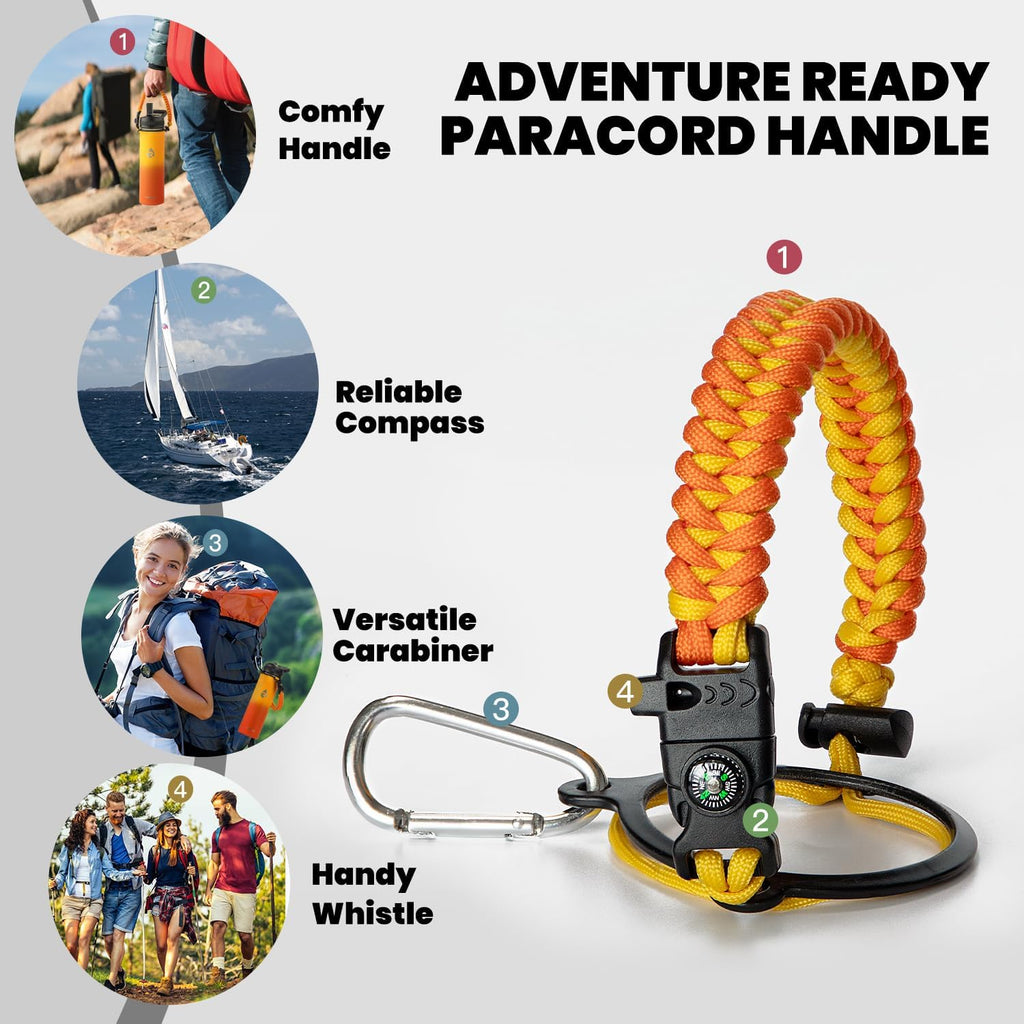 Insulated Water Bottle 20 oz, Triple Wall Vacuum Stainless Steel (Cold for 48 Hrs), Leak Proof & Non-BPA, Kids Water Bottle Jug for School with Straw Spout Lids, Ombre Orange