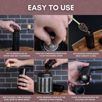 Manual Coffee Grinder | Coffee Gift Set | 6 Star Conical Burr Coffee Grinder with Adjustable Settings | Coffee Bean Grinder with Travel Case | Portable Hand Coffee Grinder