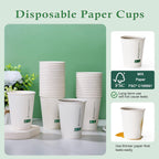LITOPAK 200 Pack 12 oz Disposable Paper Coffee Cups, White FSC Hot Coffee Cups for Multiple Drinks for Office, Store, Home