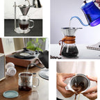 Double Mesh Pour Over Coffee Filter Set - 300+600 Mesh Reusable Stainless Steel Coffee Filter with Detachable Handle, Easy Clean, 2-in-1 for Drip/Cold Brew/Espresso,Fits Most V60/Chemex Brewers