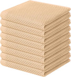 Homaxy 100% Cotton Waffle Weave Kitchen Dish Cloths, Ultra Soft Absorbent Quick Drying Dish Towels, 12 x 12 Inches, 8-Pack, Apricot