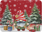 Christmas Dish Drying Mat for Kitchen Counter, Merry Christmas Dish Drying Mat 18 x 24 Inch Xmas Gnomes Absorbent Reversible Microfiber Dish Drying Pad Kitchen Drying Mat for Coffee Bar