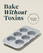 Caraway Nonstick Ceramic 6 Cup Muffin Pan Duo – Non-Toxic, PTFE & PFOA Free – Oven Safe – Aluminized Steel Core – Small Muffin Pan for Baking Cupcakes, Muffins & More - White