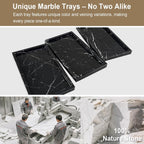 Natural Marble Vanity Tray - Moujings Genuine Marble Perfume Tray for Bathroom Decor, Stone Bathroom Vanity Organizer Tray for Kitchen Counter, Candles, Jewelry, Coffee, Makeup, Key