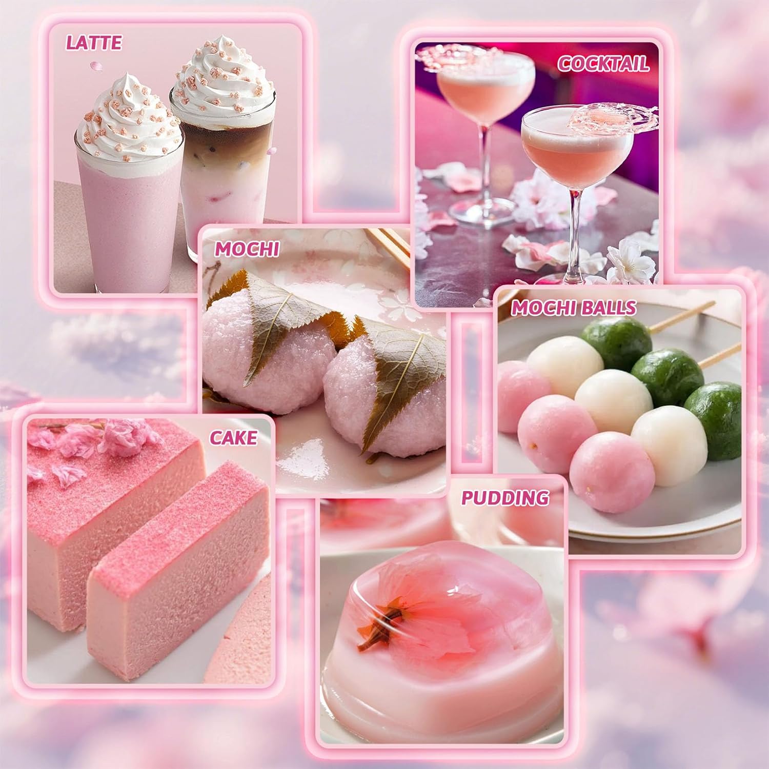 Cherry Blossom Powder - 8oz No Additive Sakura Powder for Baking, 100% Spring Season Cherry Blossom, Pink Color Natural Food Coloring, Perfect for Latte, Smoothies, Drinks - Vegan, Gluten Free