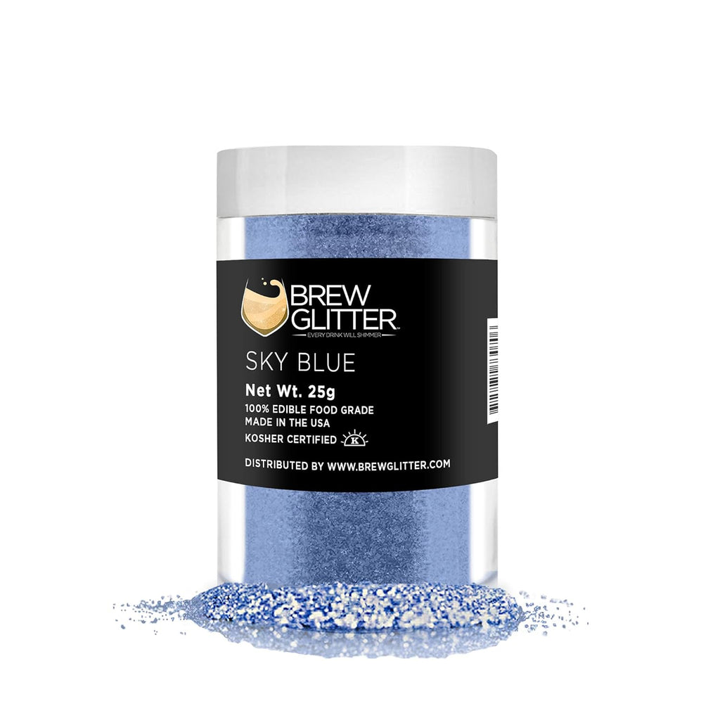 Sky Blue BREW GLITTER Edible Glitter For Drinks, Cocktails, Beer, Garnish Glitter & Beverages | KOSHER & HALAL Certified | 100% Edible & Food Grade | Vegan, Gluten, Nut Free (25g, Sky Blue)