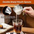 YARRAMATE Stainless Steel Espresso Shot Cup, Double Spout Metal Espresso Measuring Cup with V-Shaped Mouth, Espresso Accessories, 3.4OZ/100ML (White)