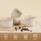 Ceramic Espresso Cups Set of 4, Double Walled Espresso Coffee Mugs for Nespresso Cups, Special glazed Demitasse Cups Expresso Coffee Cup for Espresso Machine (White)