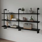 Industrial Pipe Shelving Rustic Black Pipe Wall Shelves Industrial Shelves with Wood Planks Floating Shelves 60 Inch Farmhouse Bathroom,Kitchen Shelving Wall Mounted
