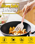 Pack of 2 Silicone Solid Turner, Non Stick Slotted Kitchen Spatulas, High Heat Resistant BPA Free Cooking Utensils, Ideal Cookware for Fish, Eggs, Pancakes(Rose Gold Khaki)