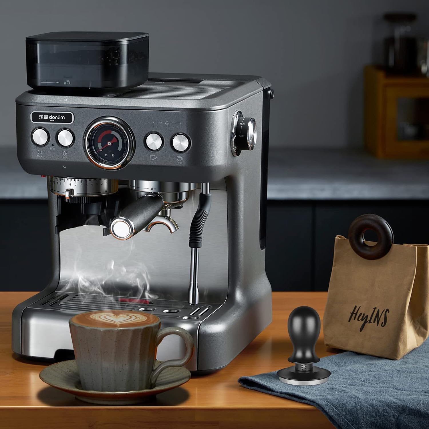 Calibrated Spring Loaded Coffee Tamper for Espresso Machine - Essential Espresso Tool for Perfect Tamping Results - Fits Portafilter Baskets(51mm, Black)