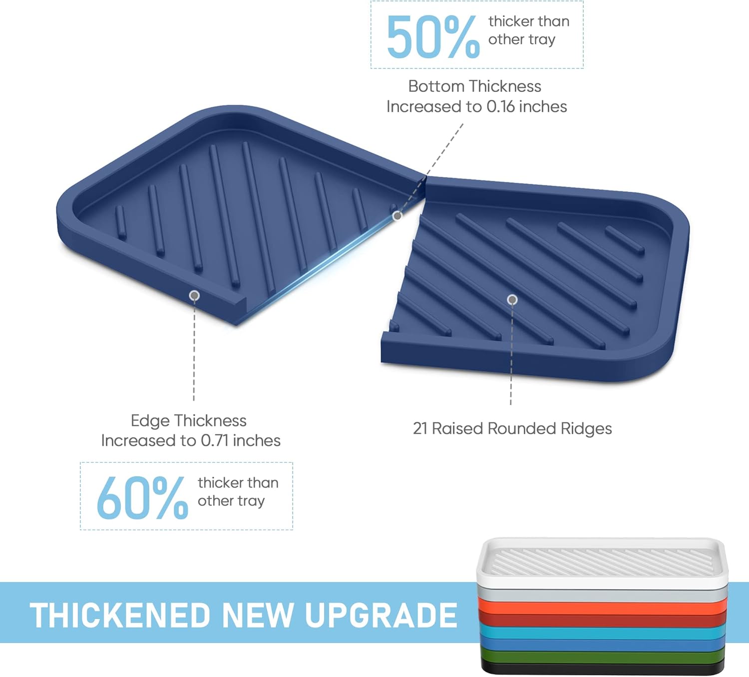 EG-SIPRO Silicone Sink Organizer Tray, 2-Pack, Sasau, Unisex, 8 Colors, Dishwashing Accessories