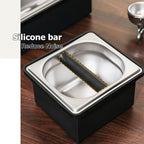 Espresso Coffee Knock Box, Stainless Steel Coffee Pucks Container, with Noise Reduction Rubber Ring,Silicone Bar for Knocking Portafilter Filter Grinds