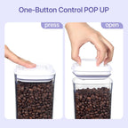 Food Airtight Containers storage with Lids One Button Open/POP UP/Kitchen Storage Organization for Coffee Tea Brown Sugar Cereals 350ml x 1