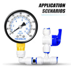 MEANLIN MEASURE 0-160Psi Well Pump Pressure Gauge 1/4" NPT 2" FACE DIAL for Air Compressor RV Regulator Water Pressure Tester Lower Mount, with Teflon Tape