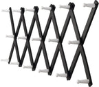 Dseap Accordian Wall Hanger: 16” High Wooden Wall Expandable Coat Rack, Hat Rack Holder, Accordion Hook for Baseball Caps, Coats, Mugs,17 Peg Hooks, Black & White