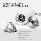 TIMEMORE Chestnut C3S Pro Manual Coffee Grinder, Stainless Steel S2C Conical Burr Coffee Grinder, Hand Coffee Grinder with Foldable Handle, Adjustable Grind Setting for Travel/Camping/Home, White