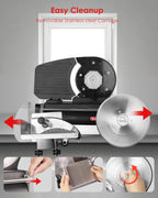 TOOGOOD 8.7" Meat Slicer, Electric Food Slicer Machine with Removable Stainless Steel Blade, Deli Food Slicer for Home Use, Slicing Frozen Meat,Hard Cheese, Ham and Deli, Black