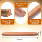 AISOSO French Rolling Pin, 15.75 Inches Wood Rolling Pins for Baking, Extra Long Classic Wooden Dough Roller for Fondant Pizza Pie Crust Cookie Pastry, Kitchen Baking Essentials, Brown