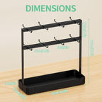 Coffee Mug Holder with 16 Movable Hooks, Metal Coffee Cup Holder for Countertop, 2 Tier Mug Rack with Storage Shelf for Kitchen Office Coffee Mug Rack