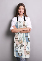 llama Kitchen Cooking BBQ Chef Apron, Cute Animal Alpaca with Cactus Apron for Men, Women - Dad Gifts, Gifts for Men - Birthday, Mothers Day Gifts for Mom, Wife, Husband, Brother, Friends