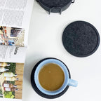 Absorbent Coasters for Drinks with Holder - 6packs, Silicone Coaster with Soft Felt Insert (4.3 inch Coasters with 4.5 inch Holder, Black and White)