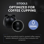 Black Coffee Cupping Bowls 200ml - Stackable Heat-Preserving Cups - Premium Material Ideal for Coffee Tasting, High-Density Polyethylene for Zero Taste Interference - Set of 12