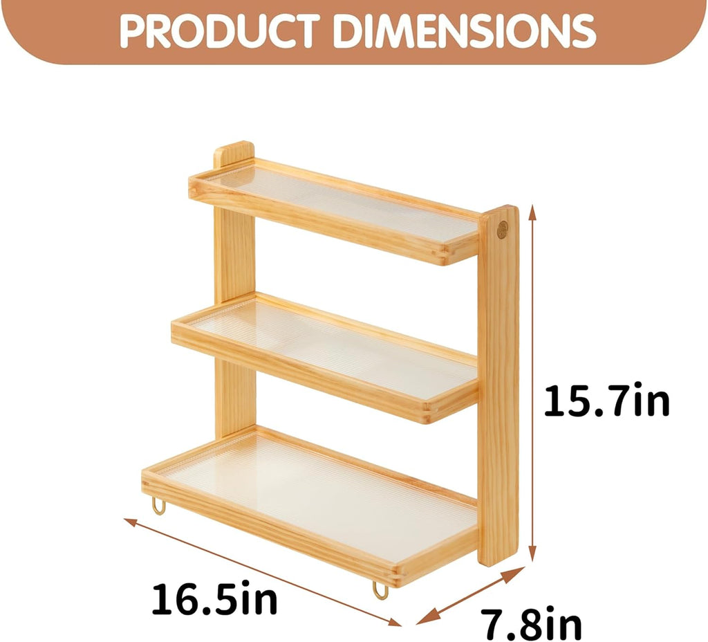Coffee Mug Holder Wooden Cup Rack,3-Tier Acrylic Home Mug Display Rack for Kitchen Countertops Coffee Beans, Syrup, Cups, Stirrers