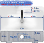 20 inch Kitchen Sink Splash Guard, 10° Large Slope & Adaptable Hole Faucet Mat for Kitchen Sink, Silicone Sink Organizer Sponge Holder for Kitchen, Bathroom, RV, Bar, 20” x 5.5”, Gray