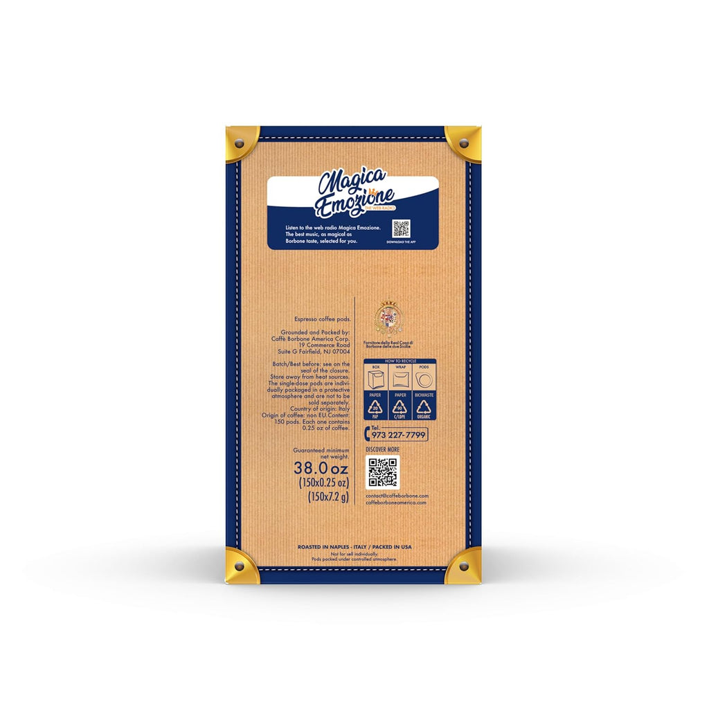 Caffè Borbone Espresso Paper Pods, Blue Blend, Medium Roast - 150 Count