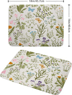 Wild Flowers Plant Dish Drying Mats for Kitchen Counter 16x18 Inch,Sage Herbs Kitchen Drying Mat,Botanical Plant Dishes Pad Dish Drainer Rack Mats Absorbent Fast Dry Kitchen Accessories