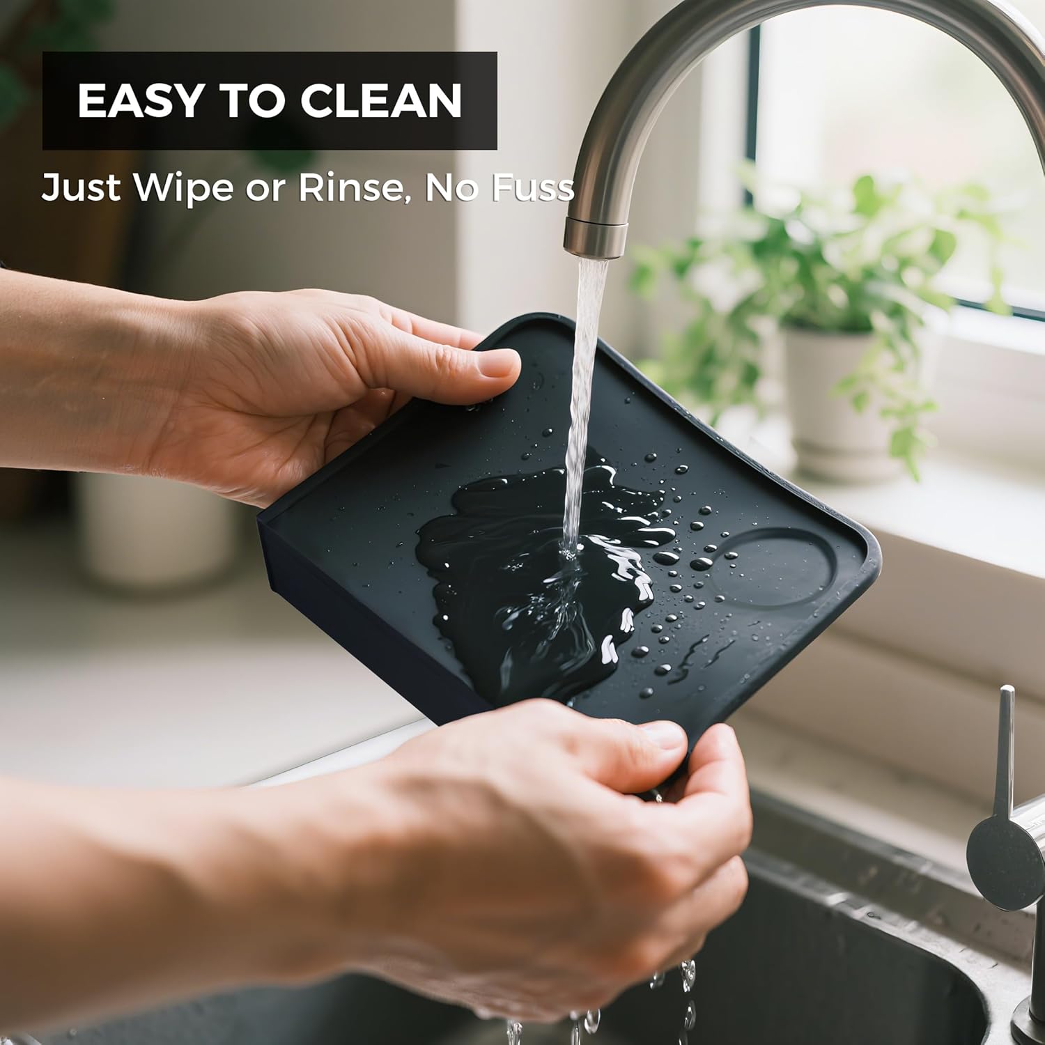 CHULUX Coffee Tamper Mat for Espresso, Silicone Tamping Pad, Anti-Slip Corner Mat, Barista Portafilter Holder, Espresso Machine Accessories Tamping Station, Heat Resistant, Black