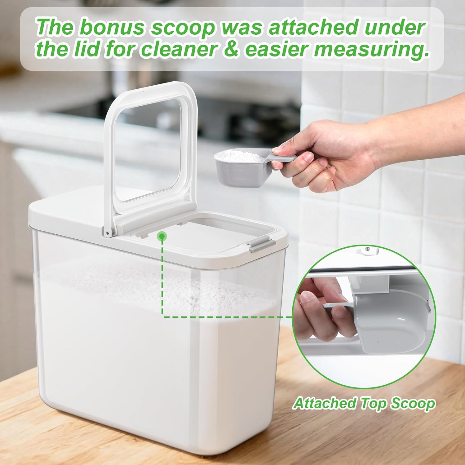 Rice Flour Storage Container - 12.7 Qt | 25 Lbs Crystal-Clear Plastic Food Storage Container Bin with Pop-up Lid for Grains Beans, Dry Food Holder for Kitchen Pantry Organization and Storage