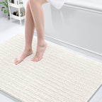 Arotive Luxury Chenille Bathroom Rug Mat, Extra Soft Thick Absorbent Shaggy Bath Rugs, Non-Slip Machine Wash Dry, Plush Bath Mats for Bathroom, Shower and Tub, 59x35, Ivory