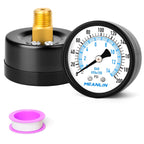 MEANLIN MEASURE 0-200Psi Well Pump Pressure Gauge 1/4" NPT 2" FACE DIAL for Air Compressor Air Regulator Water Filter Back Mount, with Teflon Tape