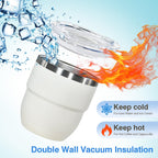 4oz Stackable Cup, Vacuum Insulated Espresso Cup Set of 2, Espresso Shot Glass for Coffee, Double Wall Stainless Steel Mini Tumbler Shot Glasses with Straw and Lid (A-white2P, 4oz)