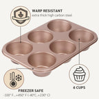 Non Toxic Nonstick 6 Cup Jumbo Muffin Pan | Large Cupcake Tin for Oven | Nontoxic Muffin Tins Big Size | PFOA Free Cupcakes Tray