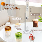 Milk Frother Handheld Rechargeable with Stand, Frother Wand Drink Mixer Electric Whisk for Coffee, Detachable With 3 Stainless Whisks, Hand Mixer for Lattes, Cappuccino, Matcha, Egg, Beige