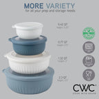 COOK WITH COLOR Prep Bowls with Lids- Wide and Deep Nesting Plastic Small Mixing Bowl Set with Lids, 8 Piece Set - Wide Bowls, Blue/Grey