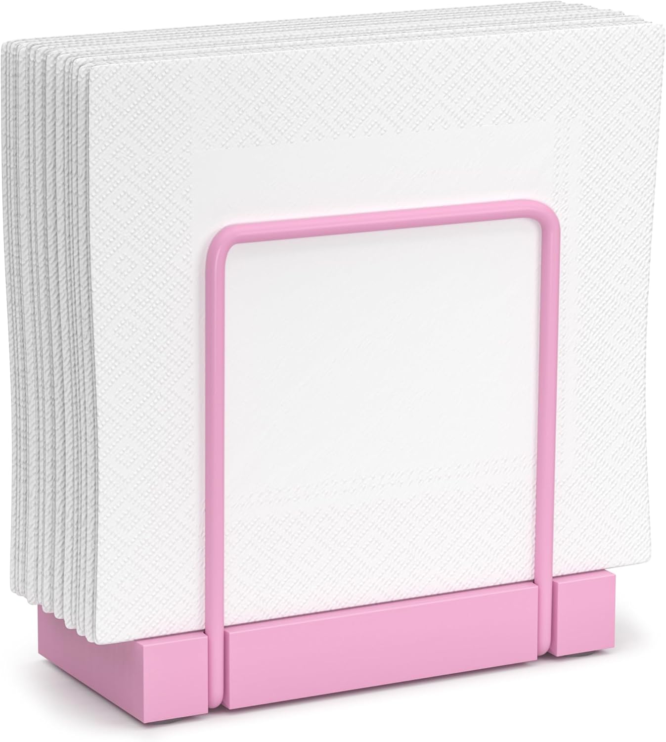 Wican Napkin Holder for Table, Pink Kitchen Accessories Appliances for Table Farmhouse Cocktail Picnic Rustic Bamboo Iron Wood Holders for All Dining Room Decor Pink