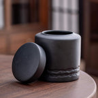 Tea Canister for Loose Tea with Airtight Lid, Kitchen Storage Containers, Ceramic Food Storage Jar, Ceramic Coffee Canister (Black)